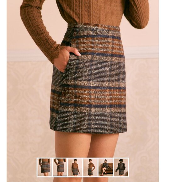 Rihoas The Brown Natural Waisted Striped Mini Skirt - Picture 2 of 6